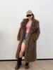 Colorful Fahionable Faux Fur Mongolian Jacket Long Tailored Collar Plush Winter Coat for Women Elegant Loose Fit Outerwear