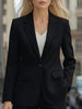 Autumn long-sleeved solid colour cardigan one-button small suit jacket for women