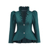 （in stock）Women Victorian Gothic Red Blazer Formal Business Ruffles Slim V Neck Jacket Victorian Elegant Pirate Jacket