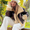 Autumn Winter Women Faux Lamb Fur Short Jacket Vintage Female Moto Biker Zipper Thick Warm Coat Fleece Outwear