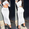 Womens Dress Sets Long Sleeve Crop Tops And Mid Calf Skirt Suit 2PCS Set Slim Office Lady Autumn Suits Clothing Q2418