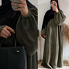 Dubai Corduroy Abaya for Muslim Women Eid Ramadan Modest Dress Loose Large Elegant Gown Islam Clothing Turkey Solid Robe