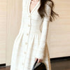 Spring Autumn Ladies Long Sleeves Maxi Dress European Women Casual Long Dresses Female V-neck Patchwork Dress