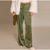 Loose Fit Lace Pants Women's Elastic High Waist Lounge Trousers Spring Lady Bohemian Casual Bottoms