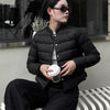 Lightweight Down Cotton Jacket Women Autumn Winter Stand Collar Warm Short Parkas Vintage Versatile Cotton-Padded Coat