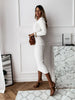 Spring Women's Dress Long Sleeve V Neck Low Cut Thread Tight Party Khaki Basic Long Skirt