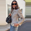 Elegant V-Neck Suit Jacket Chic Lace Patchwork Single Breasted Long Sleeve Daily Blazer Lady Autumn Office Streetwear