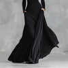 Autumn Simple Elegant Black Long Dresses for Women Boat Neck Long Sleeve Slim Fit Temperament Female Style Dress