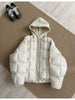 Women Parkas Knitted Hooded Puff Cotton-padded Jacket Fake Two Pieces Loose Warm Thicke Cotton Coat Female Outerwear Overcoat