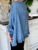 Vintage Cute Solid Splicing Pocket Denim Jacket Female Streetwear Lapel 3/4 Sleeves Ruffle Cardigan Loose Women Coat