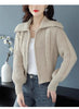 Women Solid Color Zipper Knitted Cardigan Coat Female Large Size Loose Fit Korean Knitted Cardigan Thickness Sweater Jacket