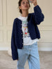 Lazy Style Wool Cardigan Women's Spring and Autumn Loose Round Neck Knitted Short Jacket Soft Long Sleeved Sweater