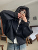 Solid Wool Coat Women Casual Hooded Y2k Loose Zipper Blends Cardigan Full Sleeved Thick Warm Outwear Jackets Autumn Winter