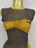 Sexy Sparkle Rhinestone Mesh Transparent Stretch Mini Dress Women Evening Birthday Party Nigthclub Stage Performance Costume