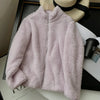 Korean style Coat Women Autumn Winter Women's Long Plush Fleece Zipper Jacket Women Fur Cardigan Coat