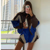 Women's Shorts 2 Pcs Sets Panelled Lantern Long Sleeve Ruched Zipper Loose Coats Lace Up Short Pants Chic Lady Sporty Outfit