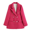 textured suit lapel long sleeved double row button pocket decoration Spring and Autumn women's versatile suit jacket