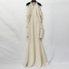 High Street Designer Women's Stand Collar Beaded Diamonds Chiffon Off Shoulder Long Sleeves Party Long Dress
