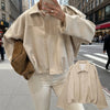 Casual Soft Martini Green Bomber Jackets Women Long Lantern Sleeve Oversized Autumn Winter Coats Outwears