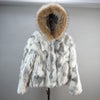 Russian Women Real Rabbit Fur Coats Winter Warm 100% Natural Rabbit Fur Jacket Lady Warm With Raccoon Fur Hooded Outerwear