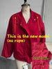 Women's Red Stand Collar Jacket, Casual Loose Fit Zip Up Outerwear with Drawstring Cuffs, Short Thin Coat for Autumn Spring
