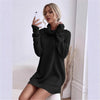 Women's Autumn Winter Knit Dress Solid Color Loose Turtleneck Comfortable Sweater Style Gown