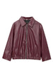 Wine Red Faux Leather Jakcet Outerwear Thicken Zipper Lapel Pu Coats Autumn Winter Streetwear Ladies Tops Women