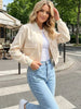 Women Solid Bomber Jackets Coat With Pockets V-Neck Single Breasted Long Sleeves Female Chic Lady Outfits