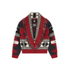 Fringe V-Neck Waist-Cinched Cardigan Open-Front Ribbed Cuff Autumn Causal Ethnic-Style Women Knit Top Vintage Lady Coat