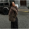 Faux Fur Coat Women Loose Lapel Full Sleeve Fluffy Short Overcoat Autumn Winter Street Lady Furry Warm Overcoat