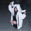 Kawaii Vintage Gothic Lolita Coat Women Harajuku Y2k Bear Ears Hooded Loose Plush Jacket Ropa Mujer Girls Sweet Warm Outwear