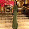 Autumn Solid Long Sleeve Draped Sexy Bodycon Maxi Prom Dress Women Y2K Outfits Evening Party Festival Club