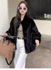 Autumn Winter Female Lamb Wool Faux Fur Tops Coat Women Stand Collar Short Fur Jacket Ladies Long Sleeves Plush Outerwear