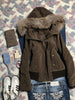 Winter American Vintage Harajuku Hooded Jacket Women Slim Brown Fur Collar Short Coat Casual Streetwear Chic Outerwear