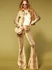 High Street Designer Suit Set Women's Snake Skin Patterned Leather Jacket Flare Pants Set