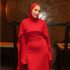 White Pearl Trim Cape Maxi Dress Women Elegant Long Sleeve Cinching Waist Muslim Robes Spring Eid Abaya Lady Dresses
