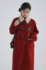 Lamb Wool Collar Duffle Coat Women Long Wool-Like Overcoat Elegant Loose Fit Warm Winter Outerwear Clothing