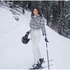 Winter Women's One‑piece Ski Suit Hooded Zipper Pocket Full Sleeve Coat Pant Suits Lady Warm Vacation Skiwear