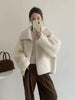 Faux Lambs Women Jacket Y2K Autumn Plush Thick Zipper Warm Coats Streetwear Long Sleeve All Match Hairy Outerwear
