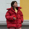 Hooded Women's Puffer Coat Zip Up Waist Cinched Puffer Jacket Thickened Cropped Bubble Coat Detachable Hood