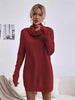 Women's Autumn Winter Knit Dress Solid Color Loose Turtleneck Comfortable Sweater Style Gown