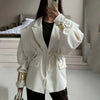 Spring/Autumn Women'S Suit Jacket Elegant Belted Padded Shoulder Suit Jacket Casual Women Blazer Coat