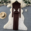 Vestidos Para Mujer Solid Half High Collar Autumn Winter Solid Woman Dresses Korean Sweater Elegant Long Dress