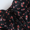 Autumn Women Vintage Floral Print Chiffon Dress Sexy Semi-Sheer Long Sleeve Layered Ruffle Ladies Short Dress