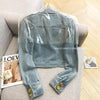 Sense Heavy Industry Denim Coat Female Korean Wash Short Style Temperament Tops Metal Buckle Denim Jacket Women