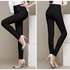 Spring Korean Black High Waisted Elastic Leg Pencil Pants Women's Solid Pockets Versatile Casual Straight Trousers