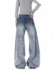 Fleece Lined Thick Curved Barrel Wide Leg Jeans Women Retro High Street Designer Loose Slim Denim Pants