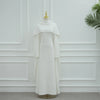White Pearl Trim Cape Maxi Dress Women Elegant Long Sleeve Cinching Waist Muslim Robes Spring Eid Abaya Lady Dresses