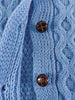 Women's Autumn and Winter Casual and Comfortable Retro Blue Ribbed Long-Sleeved Knitted Cardigan Sweater Jacket
