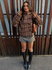 Plaid Jacket For Women Casual Hood Zipper Long Sleeve Pockets Loose Coat Lady Top Spring Chic Street Outerwear